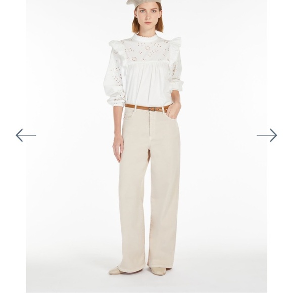 $295 Weekend Maxmara COTTON DRILL WIDE-LEG
TROUSERS size 10 color sand NWT - Picture 2 of 7